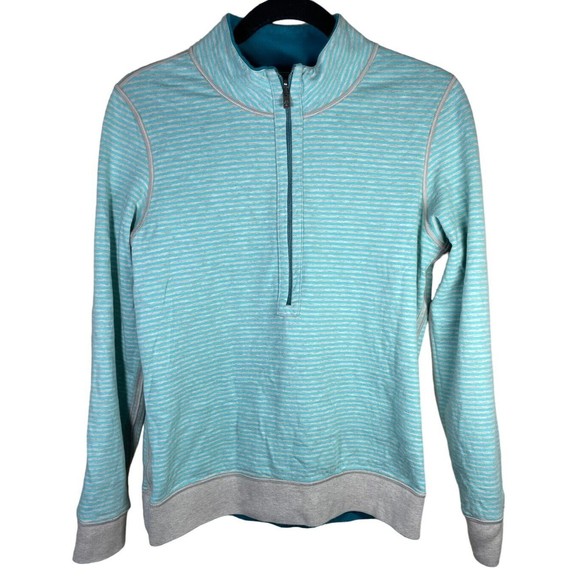 Tommy Bahama Reversible Teal Women's S‎ Blue 1/2 Zip Mock Neck Sweater Pullover - Picture 3 of 11